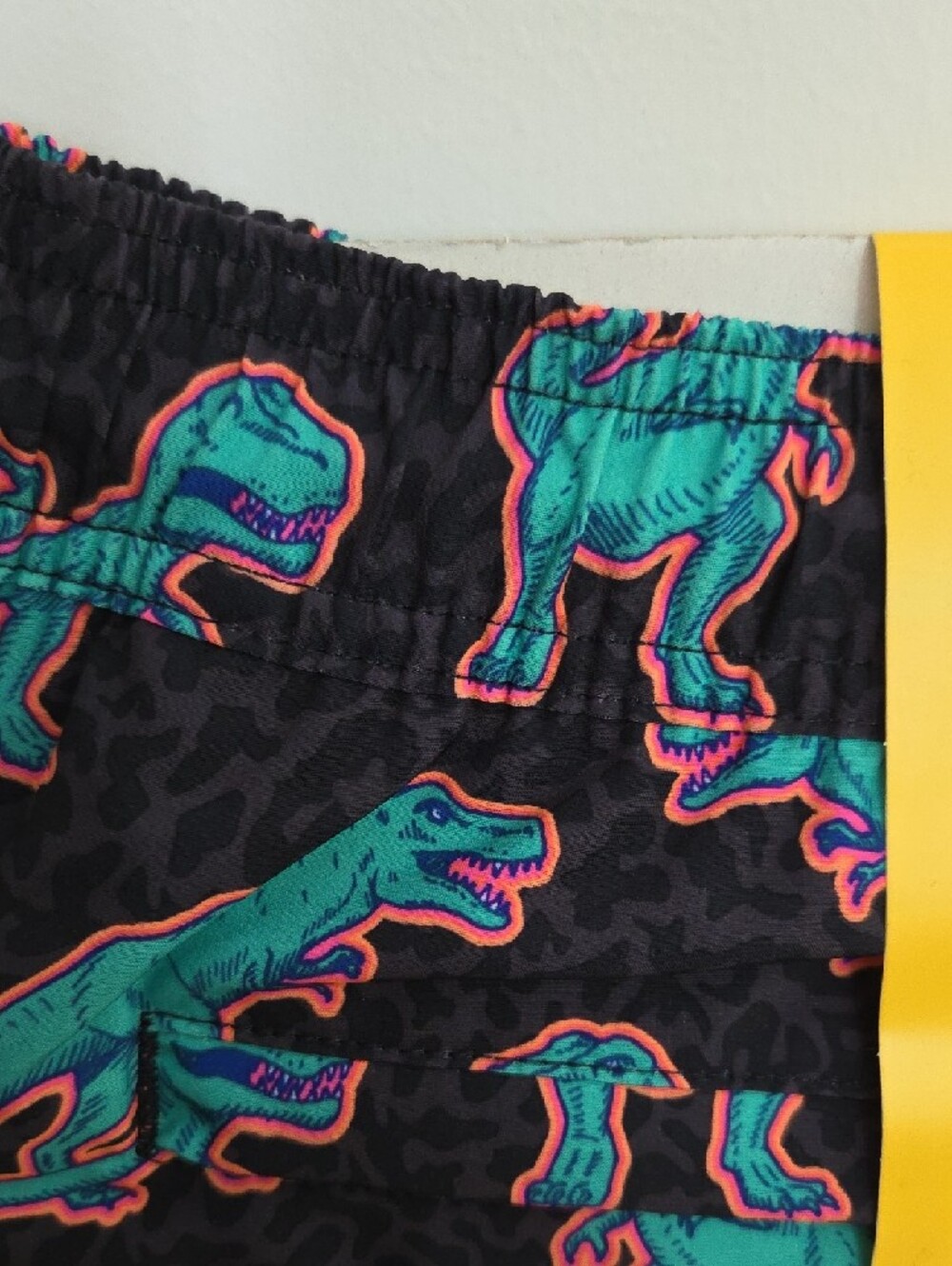 Member's Mark NWT Men’s Resort Swim Trunks - Black with Teal Dino Print (M) - Picture 4 of 6